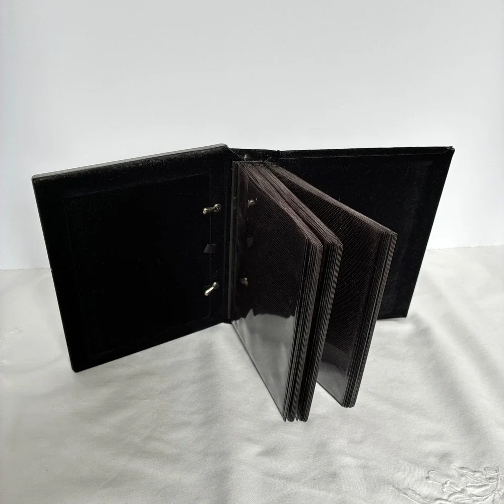 Heirloom Photo Album Pewter Rose Metal Frame Black Velvet Victorian Whimsigoth